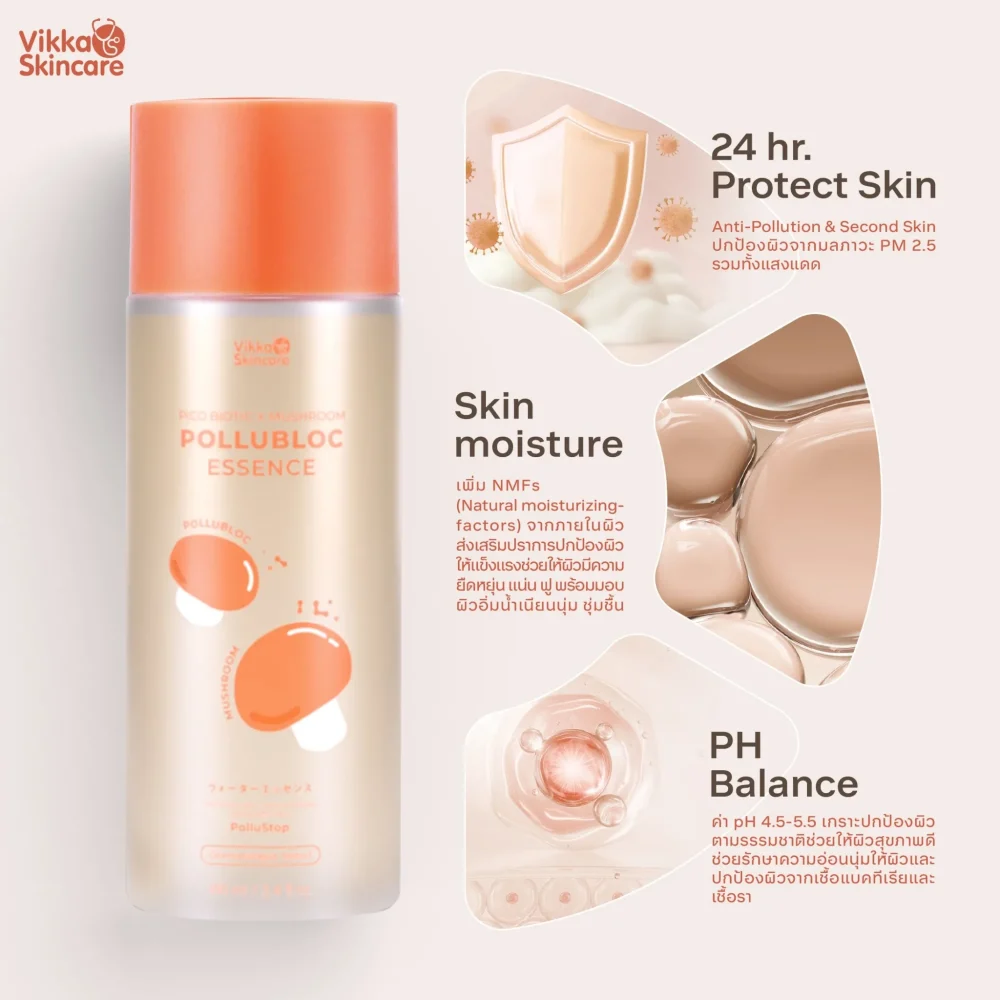 VIKKA SKINCARE Pico Biotic x Mushroom น้ำตบเห็ดหมอกุ้ง เอสเซนส์กู้ผิวแพ้ง่าย เสริมปราการผิว 30 ml.